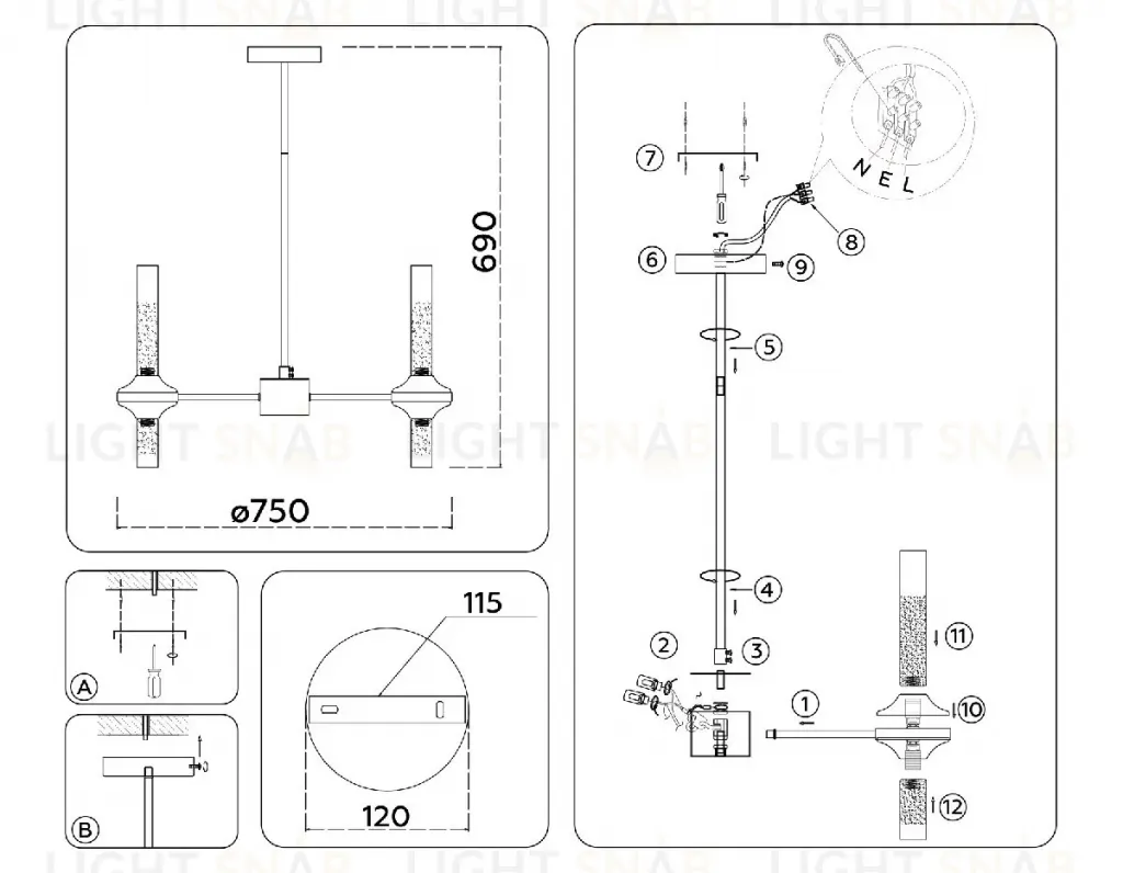 Люстра на штанге Ambrella Light High Light Modern LH55360 LH55360