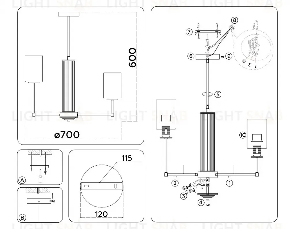 Люстра на штанге Ambrella Light High Light Modern LH56213 LH56213