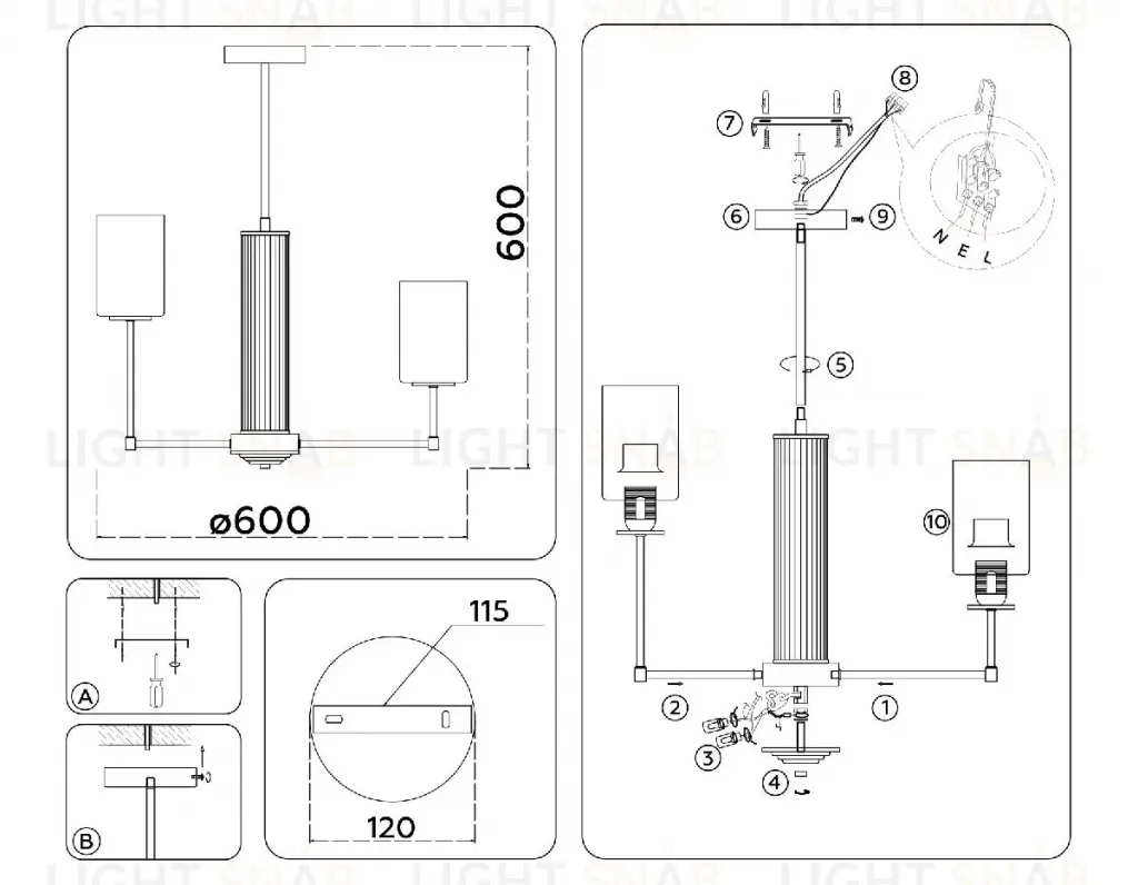 Люстра на штанге Ambrella Light High Light Modern LH56215 LH56215