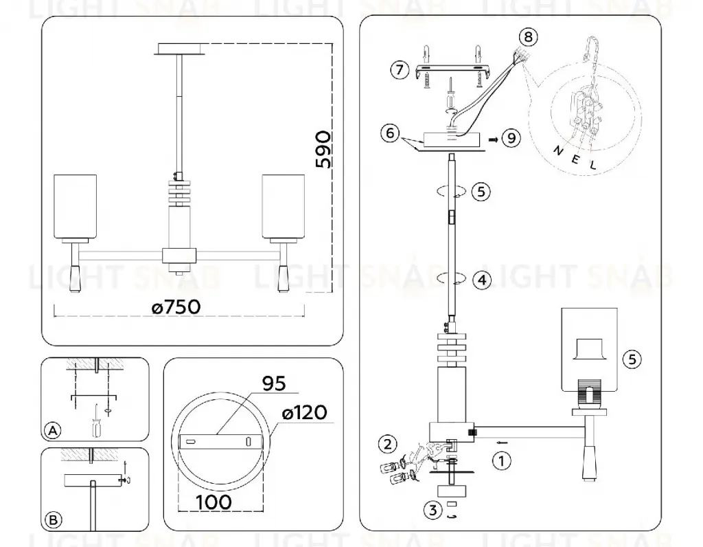 Люстра на штанге Ambrella Light High Light Modern LH56253 LH56253