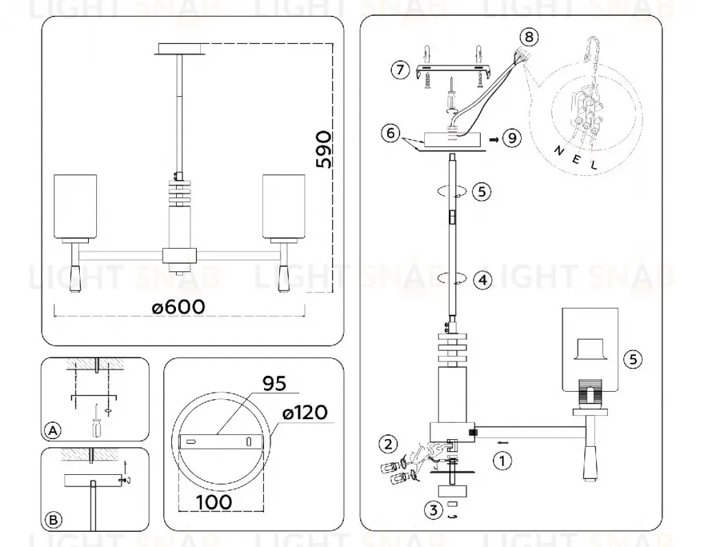 Люстра на штанге Ambrella Light High Light Modern LH56261 LH56261