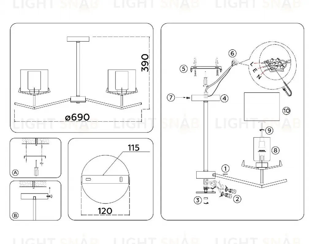 Люстра на штанге Ambrella Light High Light Modern LH57001 LH57001