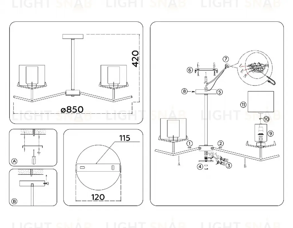Люстра на штанге Ambrella Light High Light Modern LH57002 LH57002