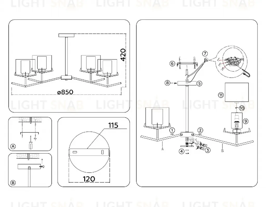 Люстра на штанге Ambrella Light High Light Modern LH57008 LH57008