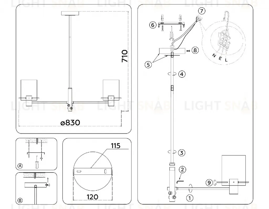 Люстра на штанге Ambrella Light High Light Modern LH57043 LH57043