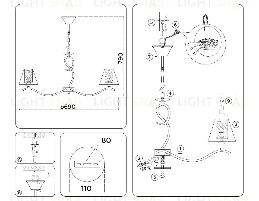 Подвесная люстра Ambrella Light High Light Modern LH57081 LH57081