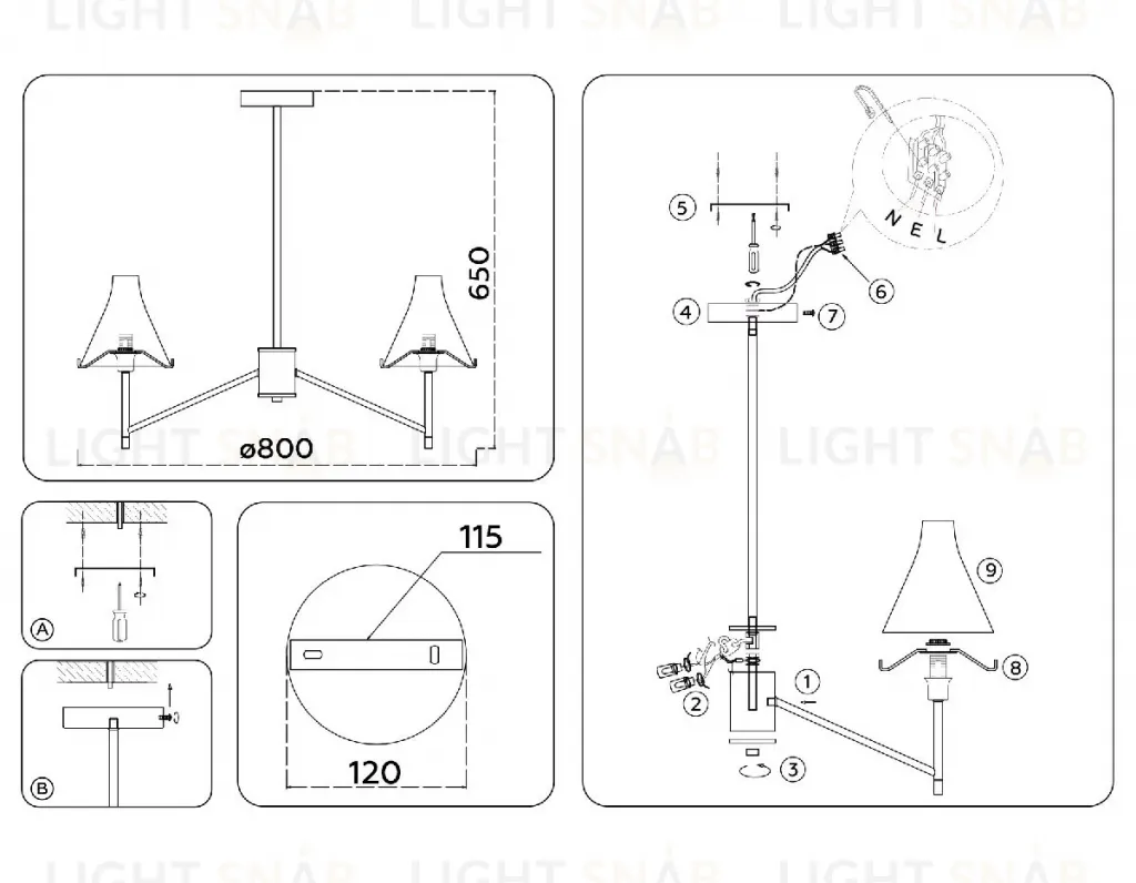 Люстра на штанге Ambrella Light High Light Modern LH57125 LH57125