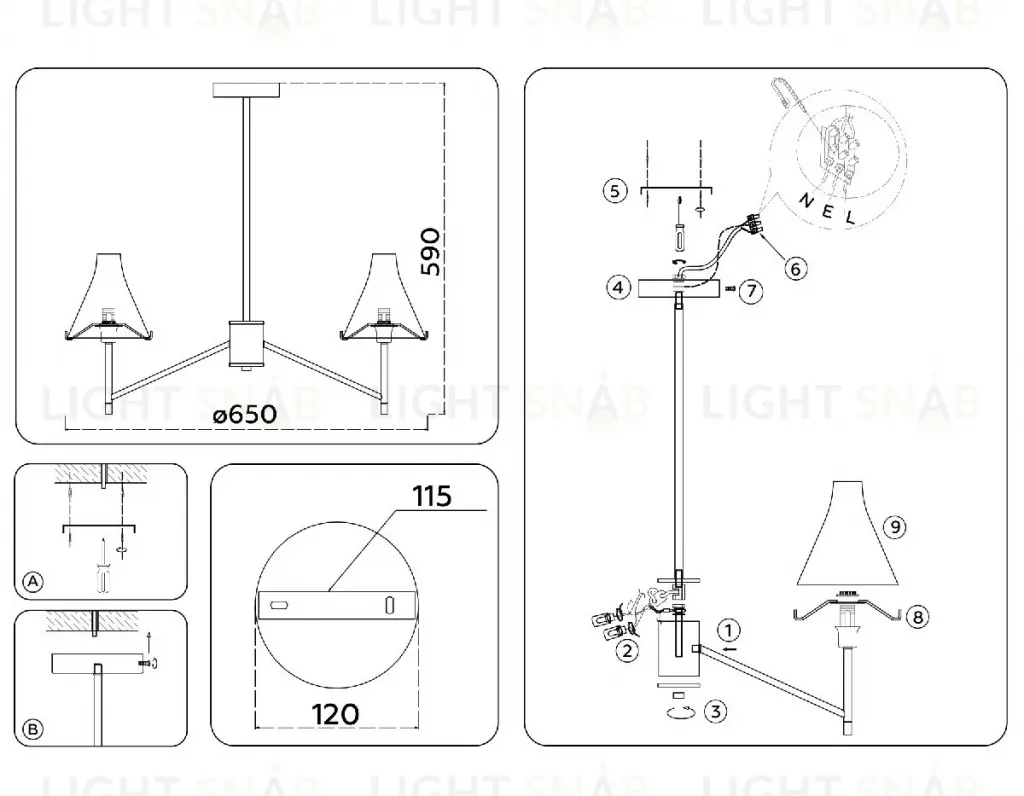 Люстра на штанге Ambrella Light High Light Modern LH57133 LH57133