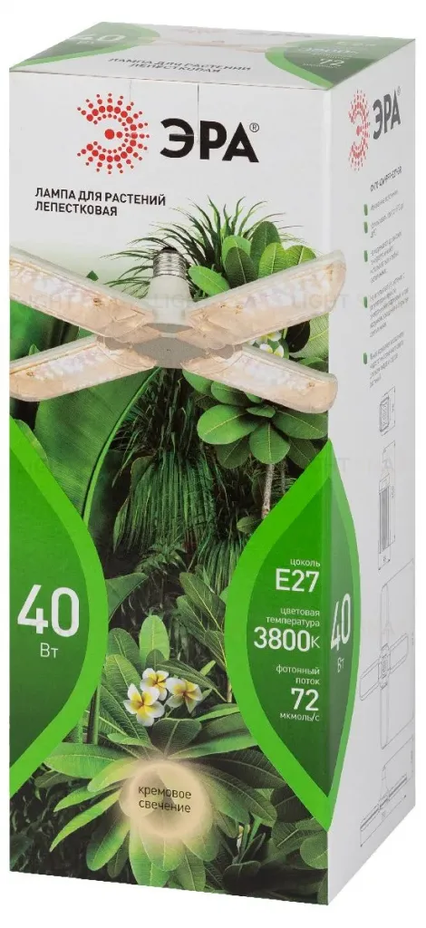 Фитолампа для растений полного спектра Эра ФИТО-40W-PFR-E27-GR Б0064531 Б0064531