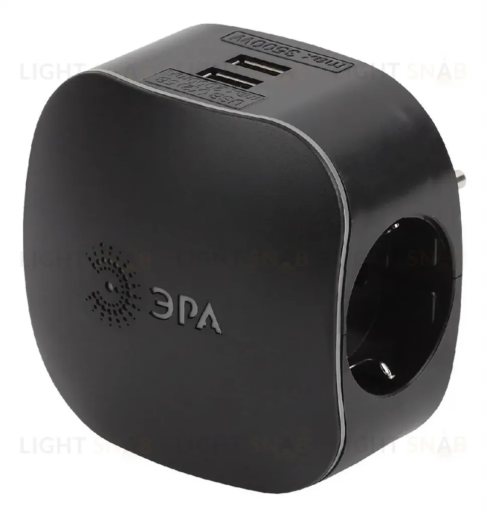 Разветвитель электрический Эра SP-3e-USB-BLACK Б0046364 Б0046364