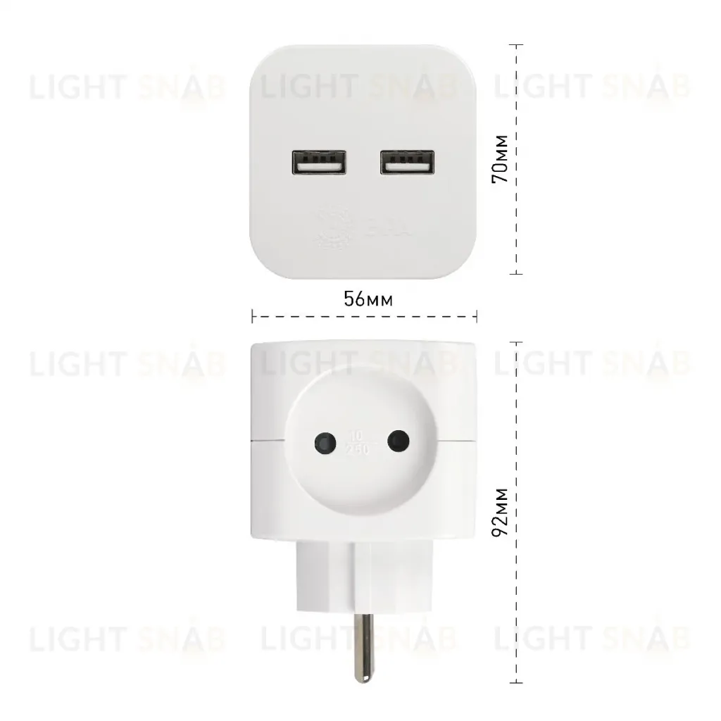 Разветвитель электрический Эра SP-2-USB-W Б0049531 Б0049531