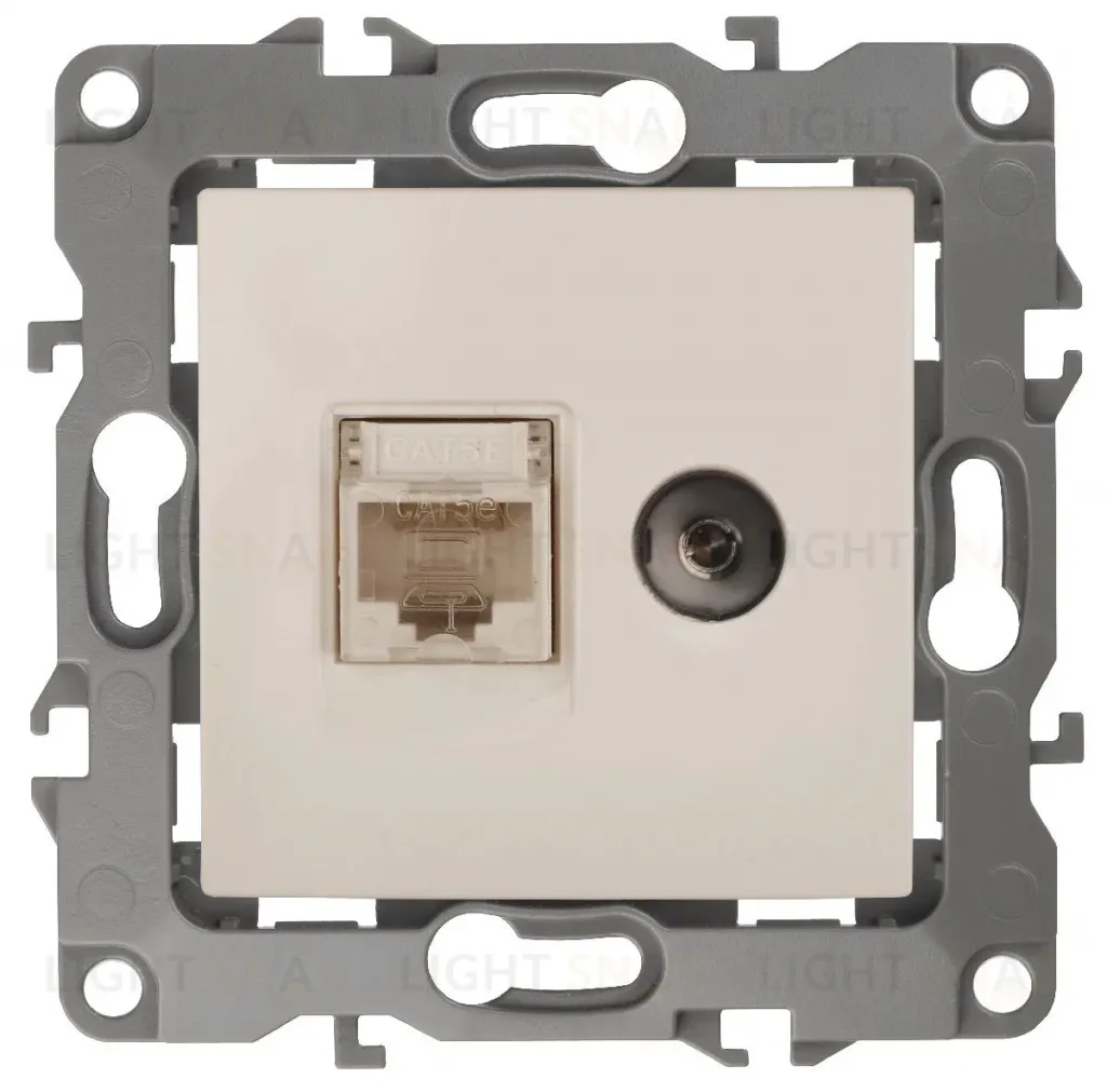 Розетка комбинированная RJ45+TV Эра 12-3110-02 Б0027442 Б0027442