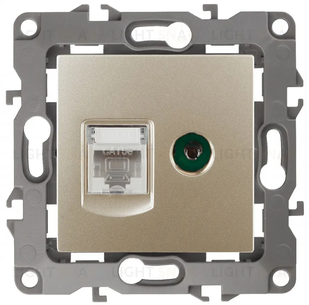 Розетка комбинированная RJ45+TV Эра 12-3110-04 Б0027444 Б0027444