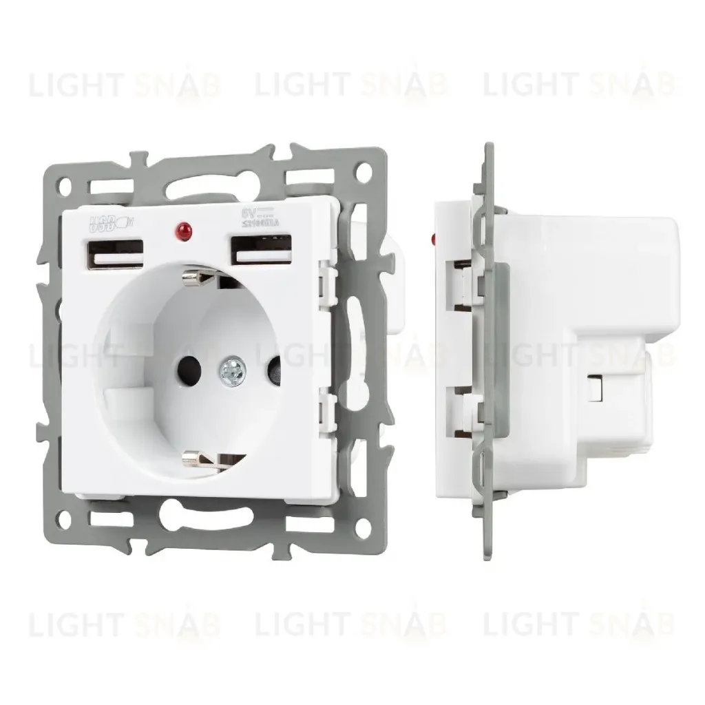 Механизм розетки с USB зарядкой Arlight SCT-MUAA-PL-WH (250V, 16A) 043733 043733