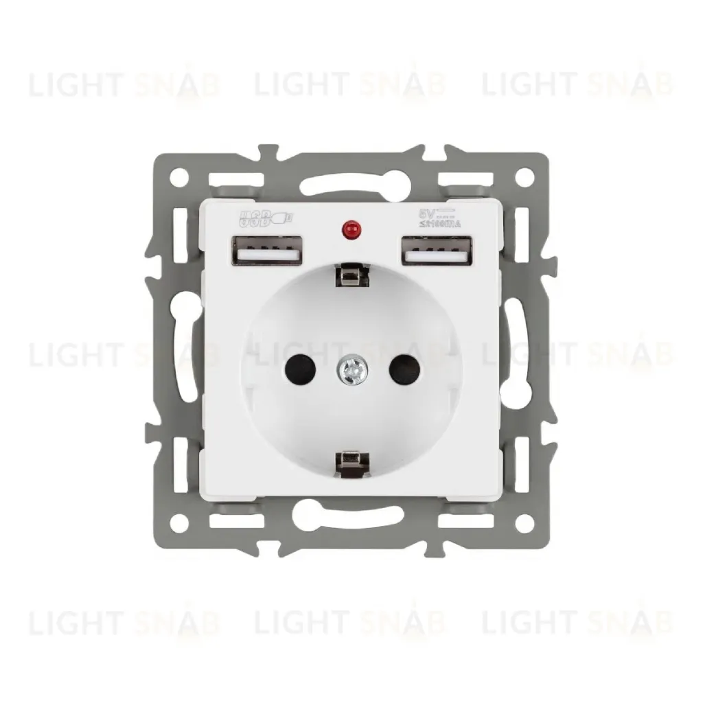 Механизм розетки с USB зарядкой Arlight SCT-MUAA-PL-WH (250V, 16A) 043733 043733