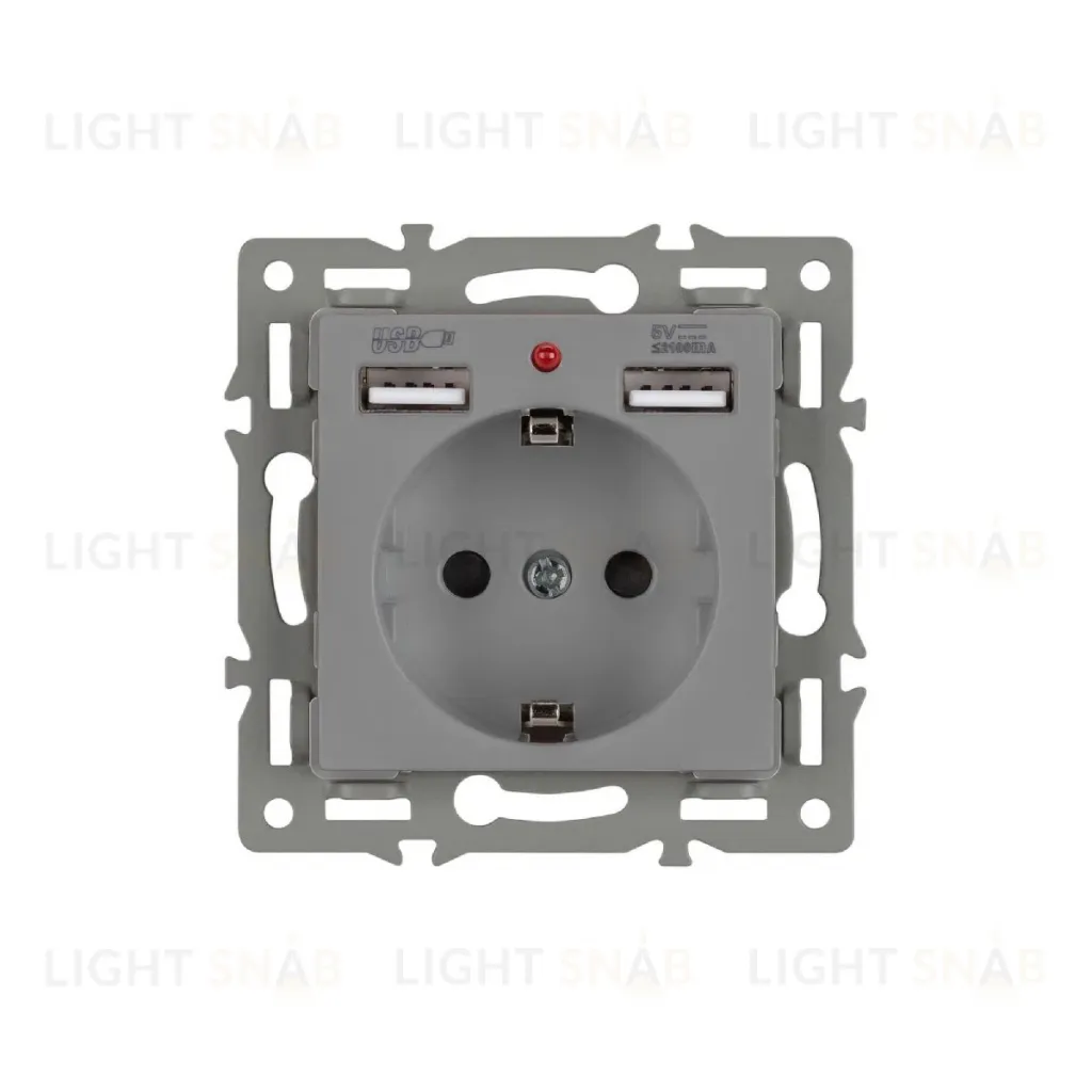 Механизм розетки с USB зарядкой Arlight SCT-MUAA-PL-GR (250V, 16A) 043735 043735