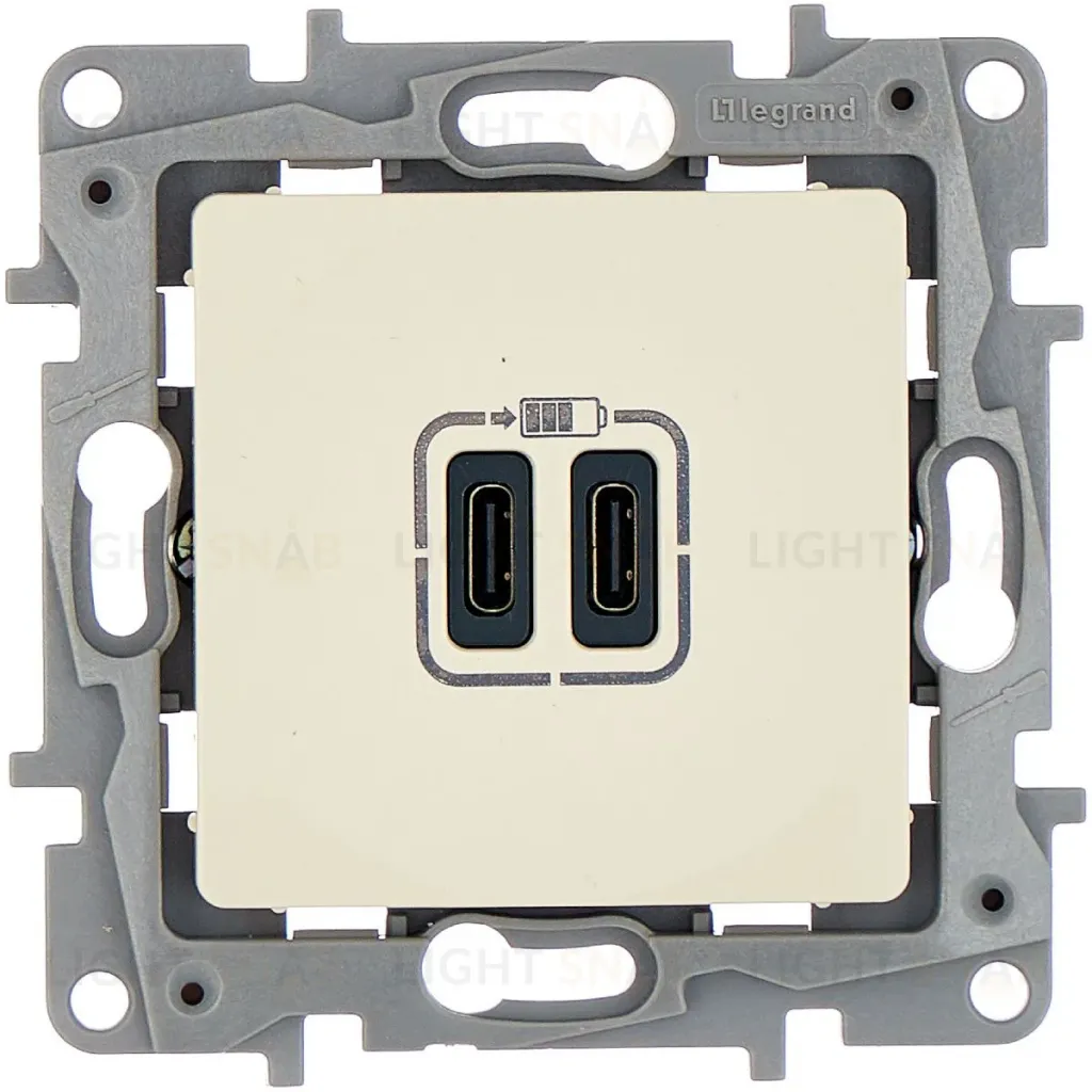Зарядка USB C-C Legrand ETIKA Слоновая кость 672335 672335