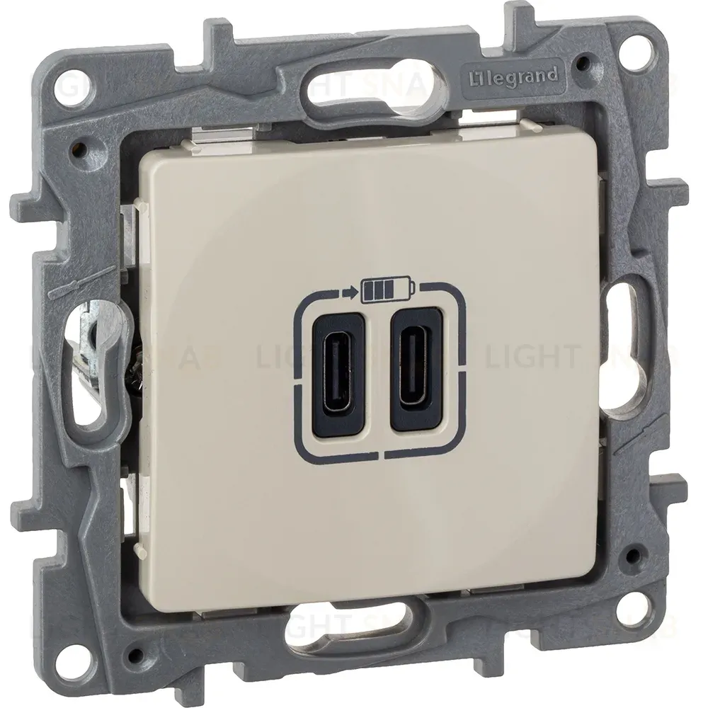 Зарядка USB C-C Legrand ETIKA Слоновая кость 672335 672335