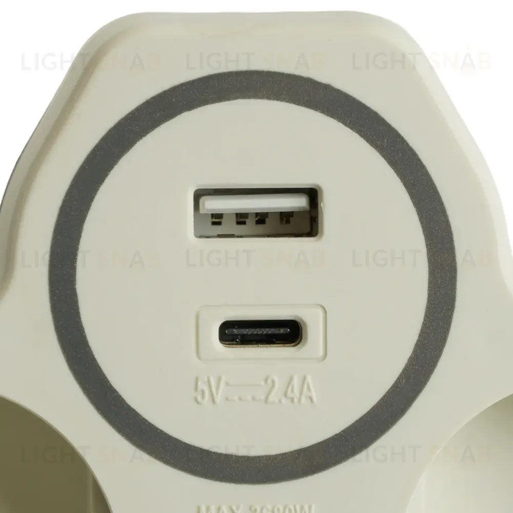 Разветвитель сетевой 2-местный с/з и USB+Type C Stekker ADP16-15-20 50071 50071