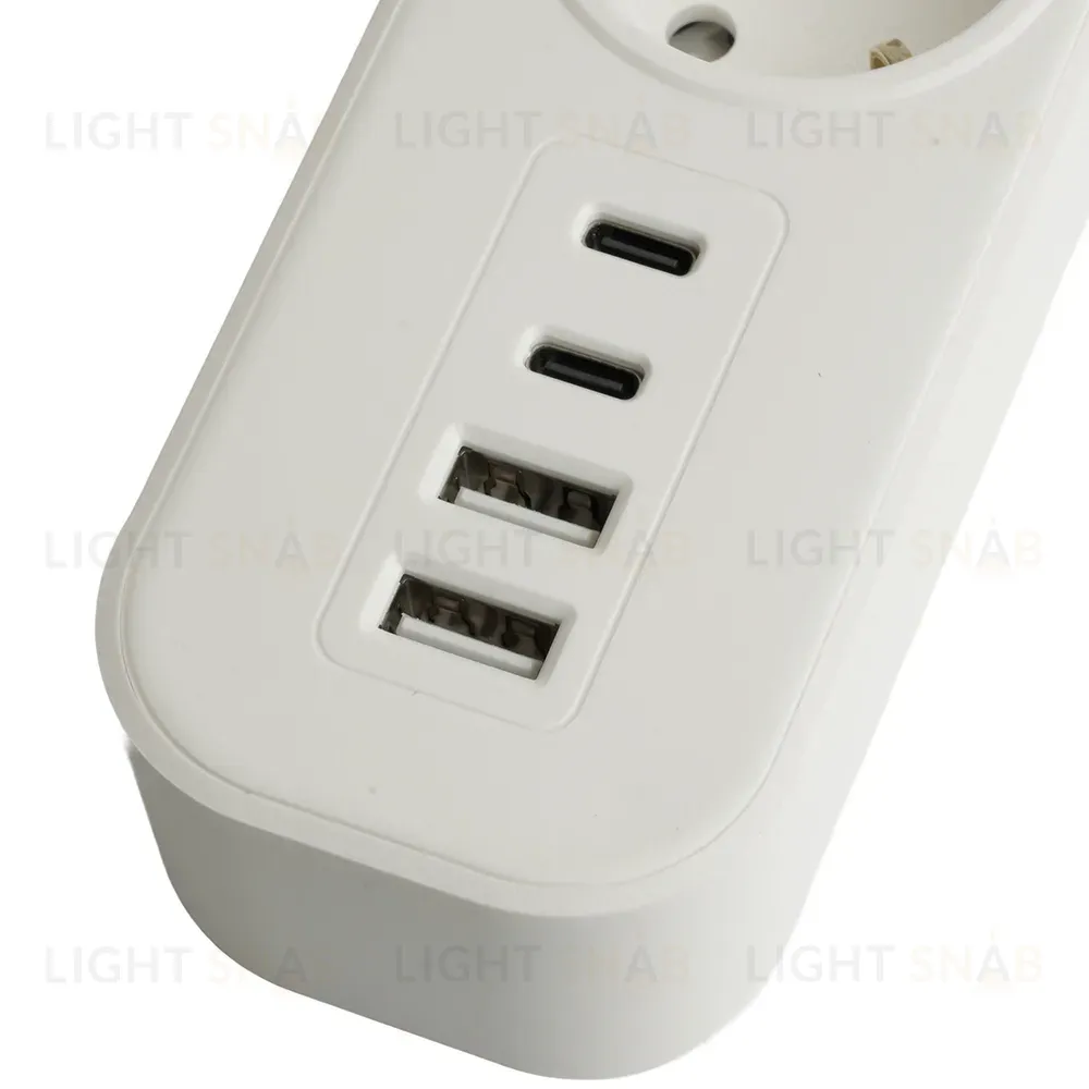 Сетевой фильтр 3-местный с/з и 2 USB-A+2 Type-C Stekker Nova HM21-31-02 50099 50099