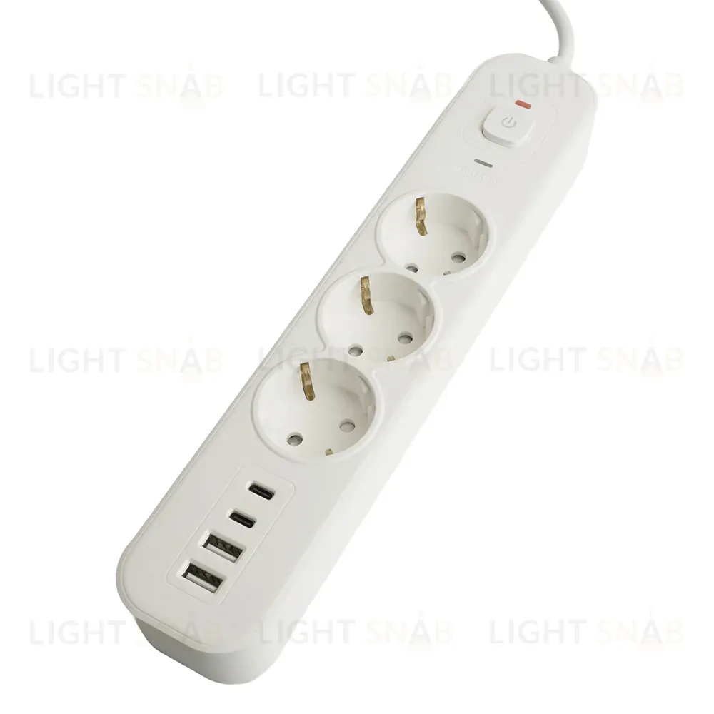 Сетевой фильтр 3-местный с/з и 2 USB-A+2 Type-C 3 Stekker Nova HM21-31-03 50100 50100