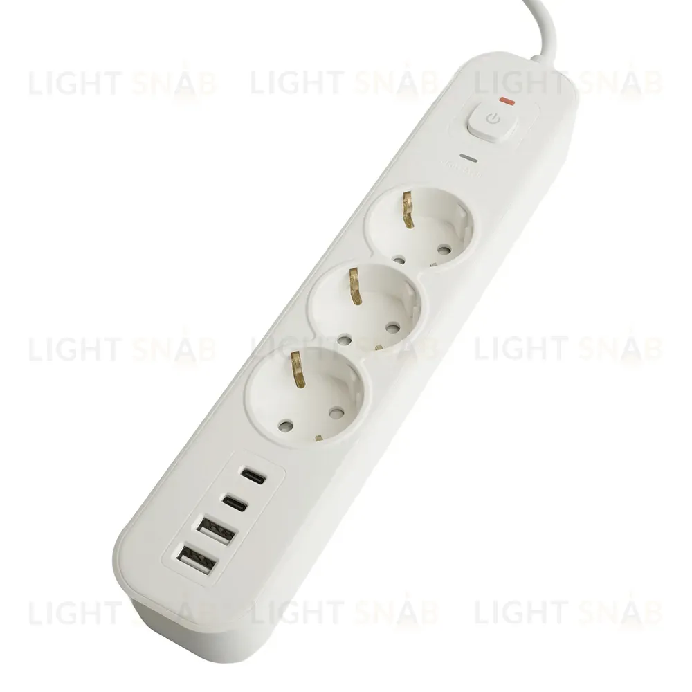 Сетевой фильтр 3-местный с/з и 2 USB-A+2 Type-C 3 Stekker Nova HM21-31-05 50101 50101