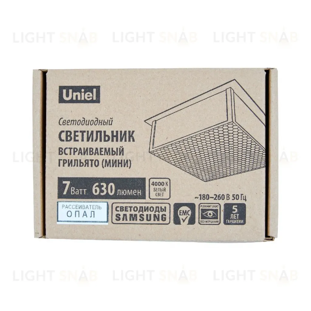 Встраиваемый светильник Uniel Grilyato mini ULP-1010 7W/4000К IP40 GRILYATO OPAL BLACK UL-00012449 ULP-1010 7W/4000К IP40 GRILYATO OPAL BLACK