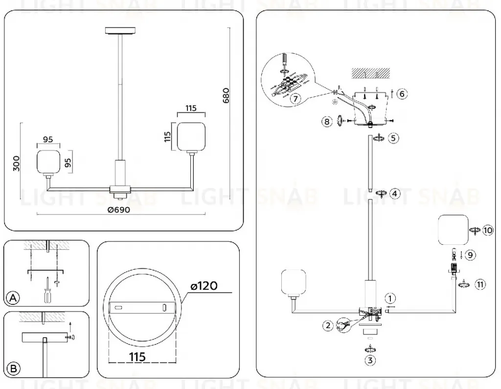Люстра на штанге Ambrella Light High Light Heigh Light LH53001 LH53001