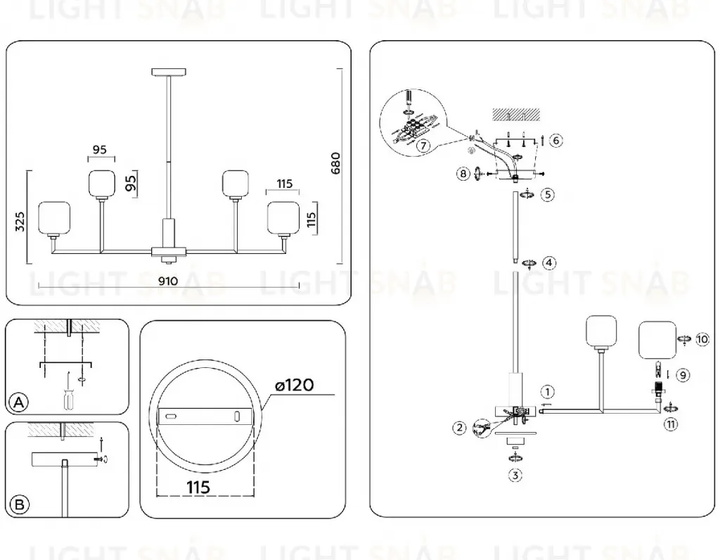 Люстра на штанге Ambrella Light High Light Heigh Light LH53005 LH53005