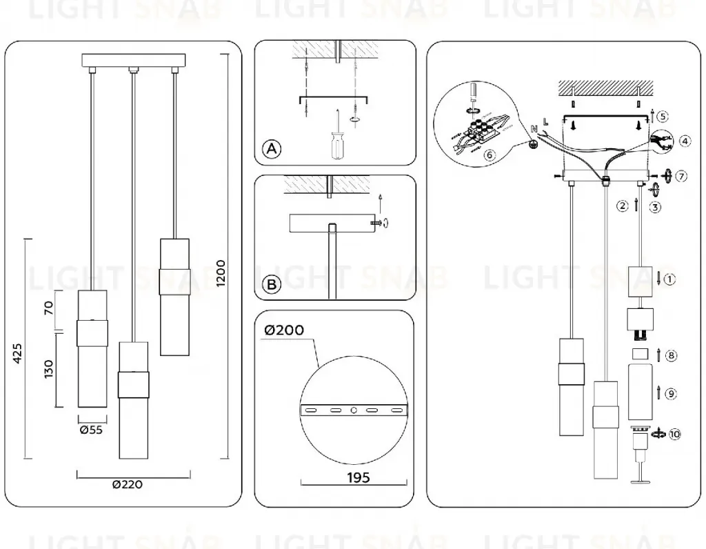 Подвесной светильник Ambrella Light High Light Heigh Light LH55102 LH55102