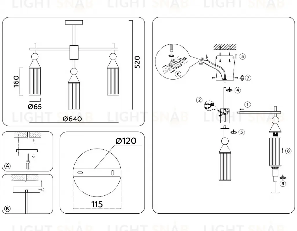 Люстра на штанге Ambrella Light High Light Heigh Light LH55257 LH55257