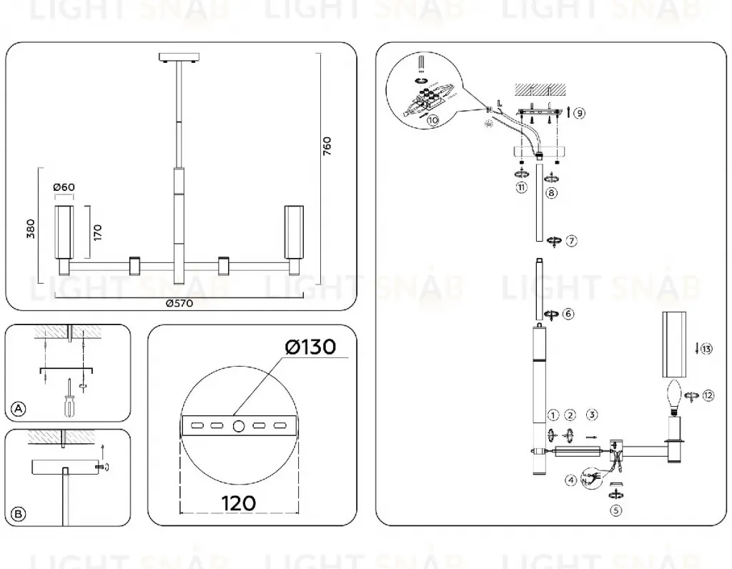 Люстра на штанге Ambrella Light High Light Heigh Light LH55501 LH55501