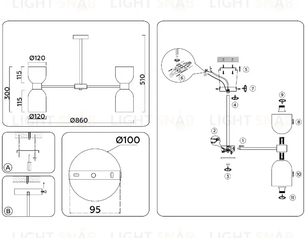 Люстра на штанге Ambrella Light High Light Heigh Light LH56085 LH56085