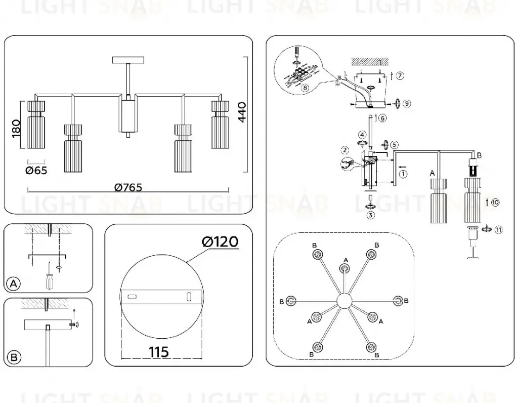 Люстра на штанге Ambrella Light High Light Heigh Light LH56117 LH56117