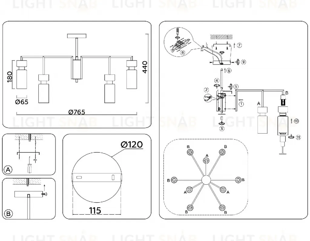 Люстра на штанге Ambrella Light High Light Heigh Light LH56128 LH56128