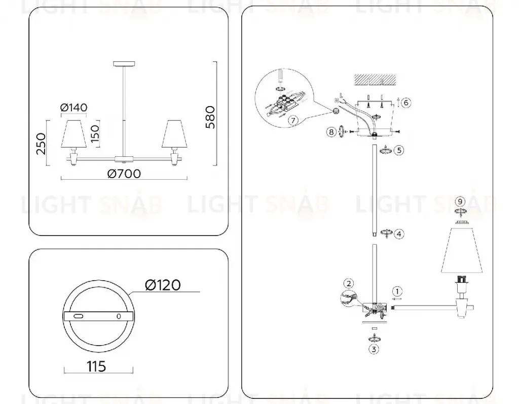 Люстра на штанге Ambrella Light High Light Heigh Light LH75051 LH75051