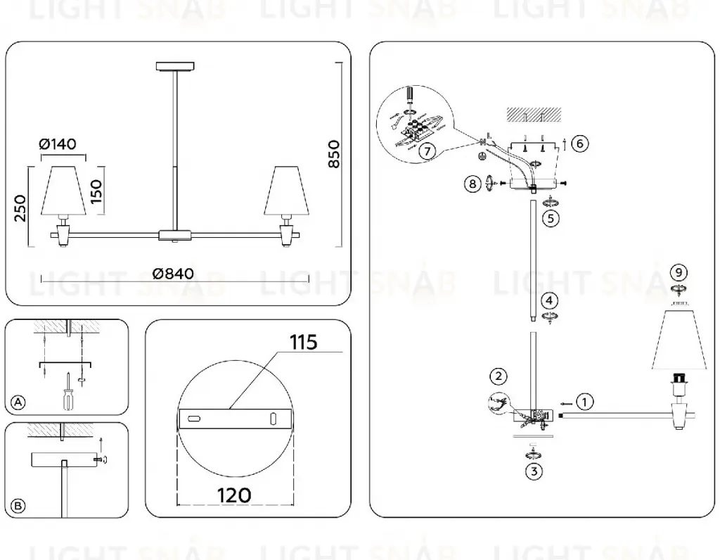 Люстра на штанге Ambrella Light High Light Heigh Light LH75053 LH75053