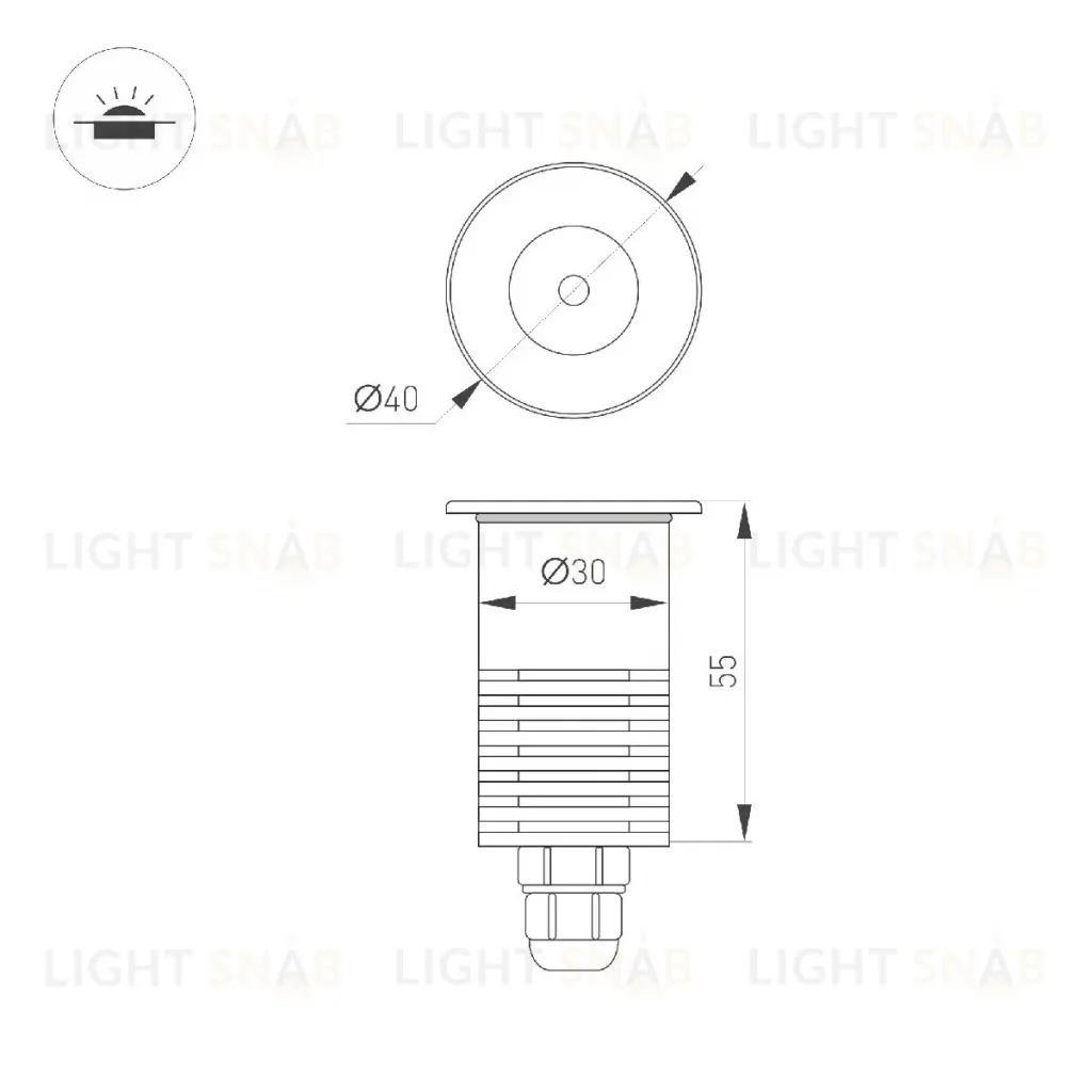 Грунтовый светильник Arlight ART-GROUND-R40-3W Warm3000 (SL, 36 deg, 24V) 048820 048820