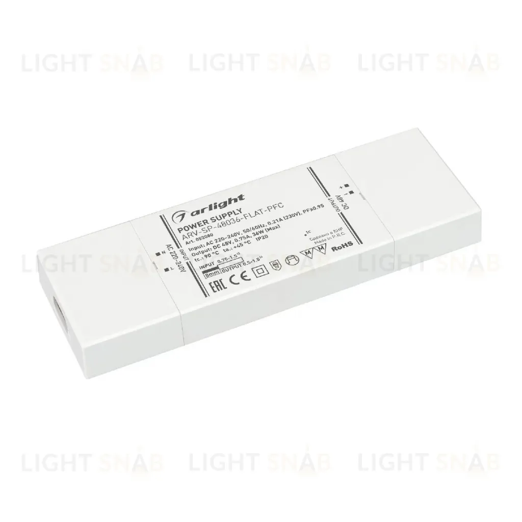 Блок питания Arlight ARV-SP-48036-FLAT-PFC (48V, 0.75A, 36W) 052080 052080