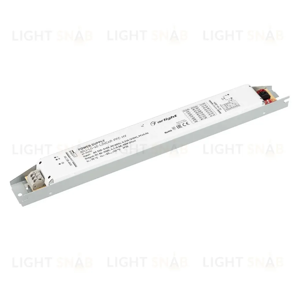 Блок питания Arlight ARJ-LG-60-LINEAR-PFC-HV (60W, 80-300V, 0.2-0.5A) 049556 049556