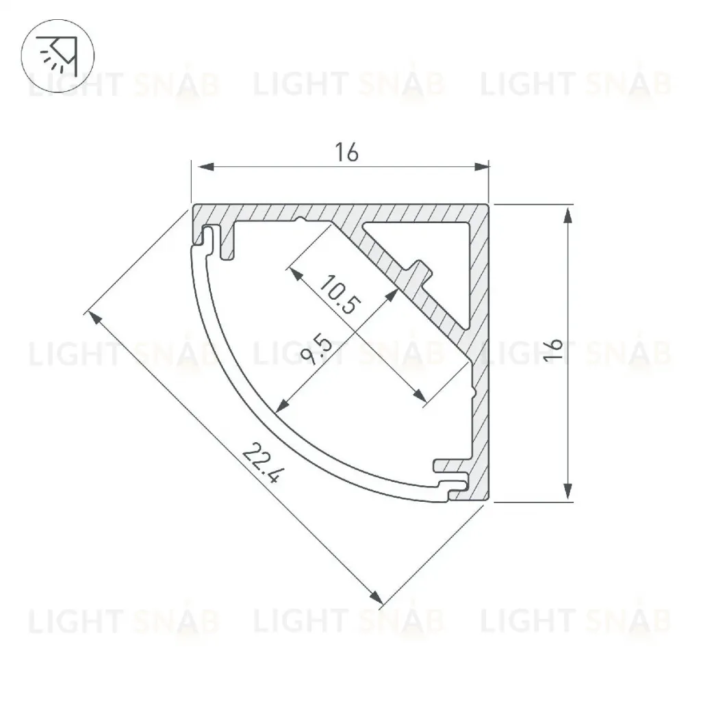 Профиль Arlight SL-KANT-H16-S10-2000 ANOD 053562 053562