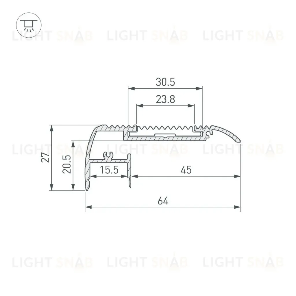Профиль Arlight STAIR-W65-2000 ANOD BLACK 045663 045663