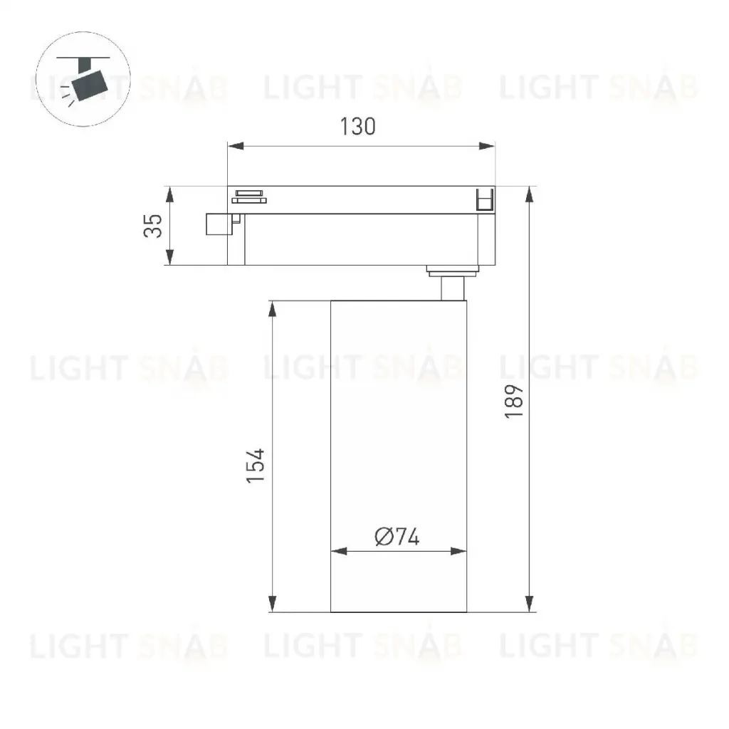 Трековый однофазный светильник Arlight LGD-GERA-2TR-R74-20W Warm3000 (BK, 15 deg, 230V) 055080 055080