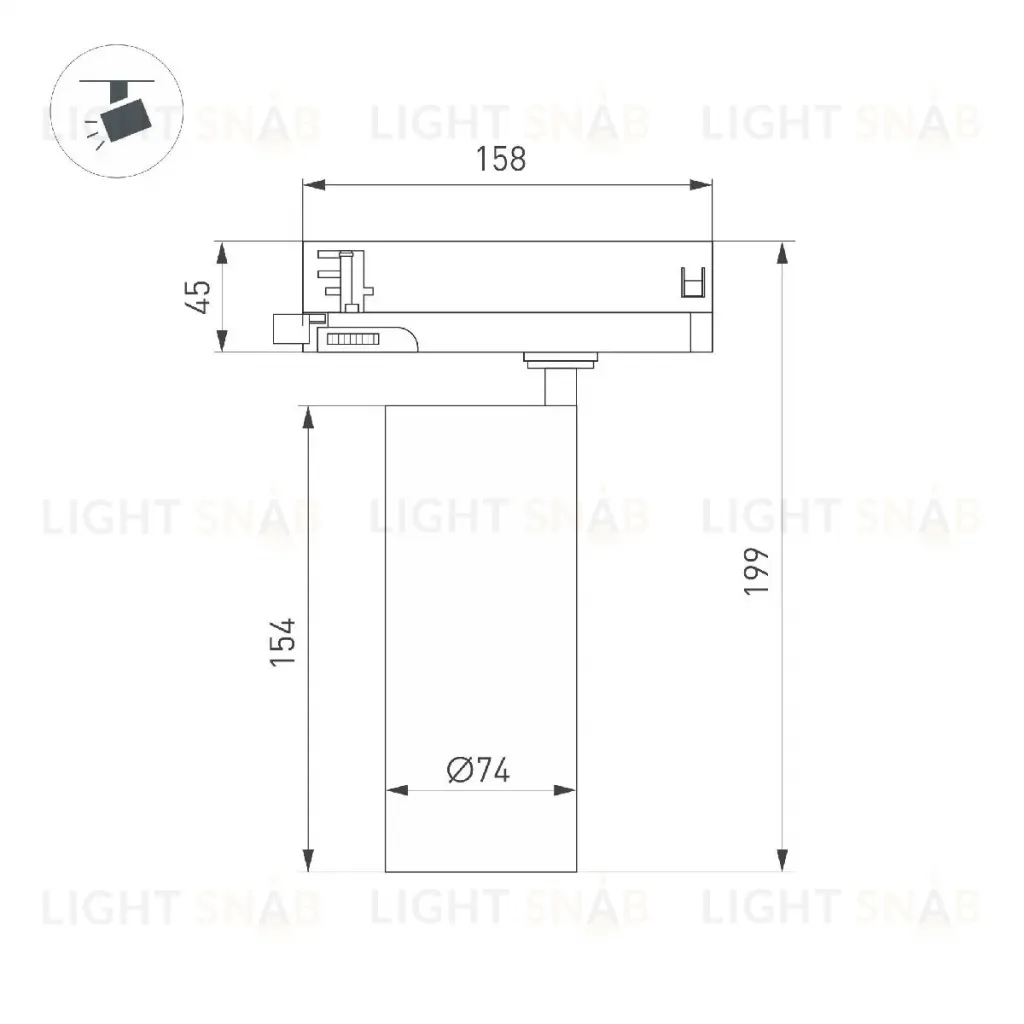 Трековый трехфазный светильник Arlight LGD-GERA-4TR-R74-20W Warm3000 (WH, 24 deg, 230V) 055171 055171