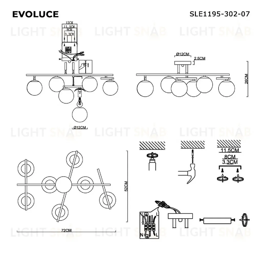 Потолочная люстра Evoluce Sierra SLE1195-302-07 SLE1195-302-07