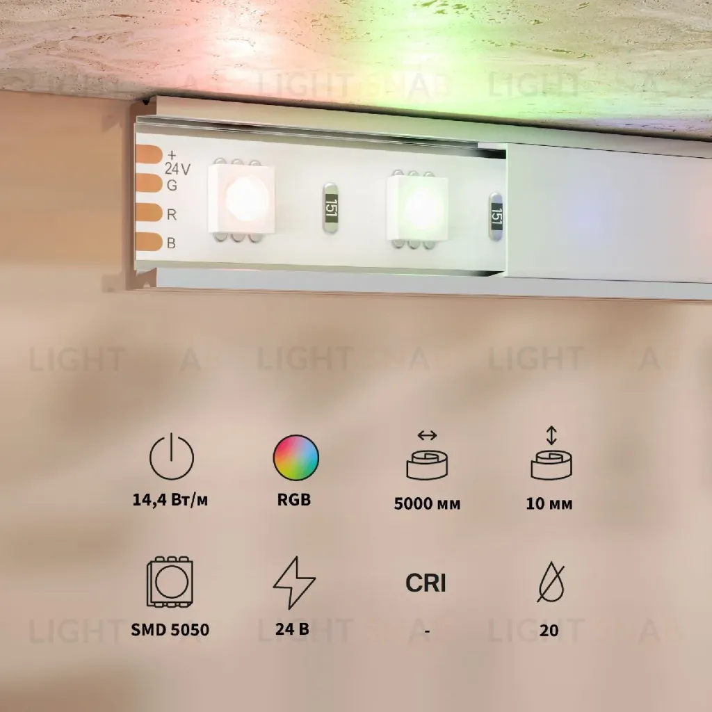 Светодиодная лента Maytoni 24В 5050 14,4Вт/м RGB 5м IP 20 201197 201197