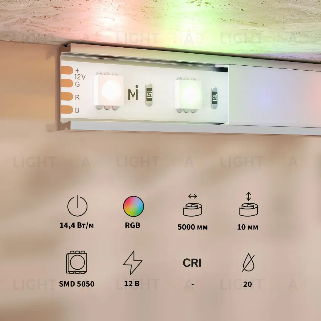 Светодиодная лента Maytoni Base 12В 5050 14,4Вт/м RGB 5м IP20 201195 201195