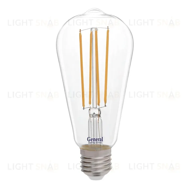 Филаментная светодиодная лампа General GLDEN-ST64S-10-230-E27-2700 655304 655304