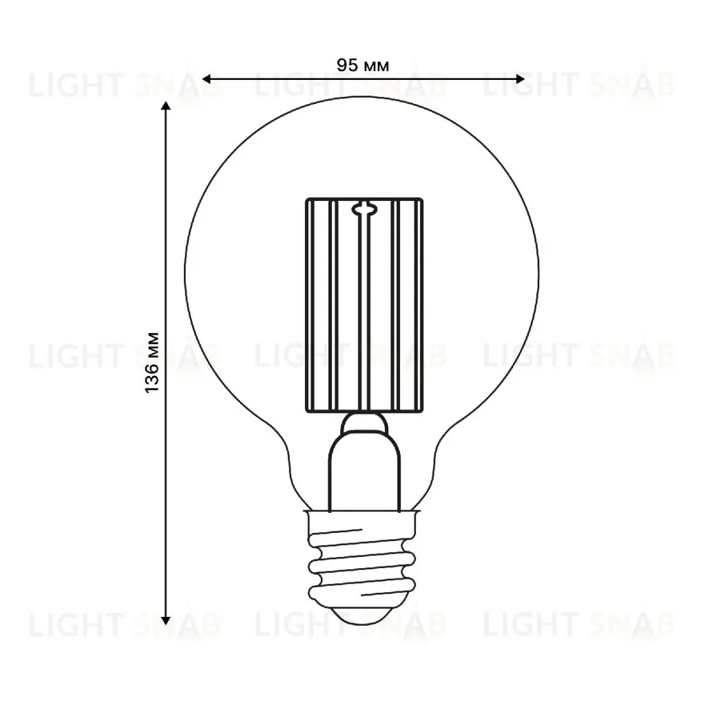Лампа светодиодная филаментная Uniel LED-G95-5W/3000K/E27/CL GLY01TR UL-00011942 LED-G95-5W/3000K/E27/CL GLY01TR