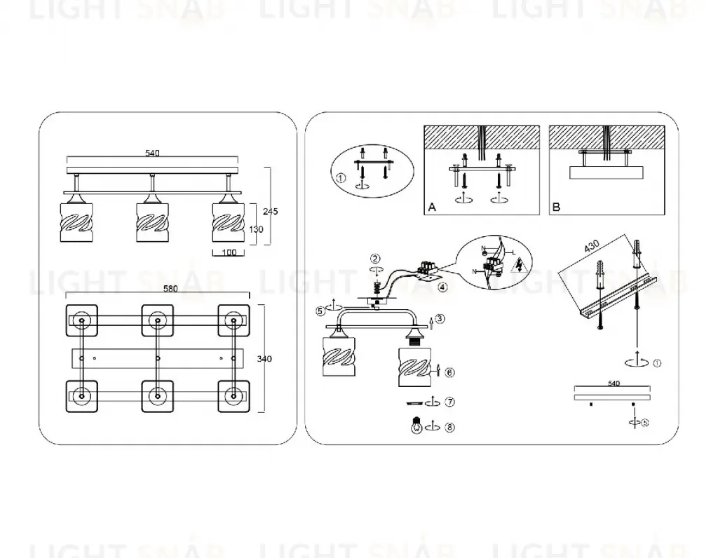 Потолочная люстра Ambrella Light Loft Traditional TR3033250 TR3033250